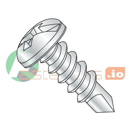 Self-Drilling Screw, #8 X 3/8 In, Zinc Plated Steel Pan Head Combination Phillips/Slotted Drive